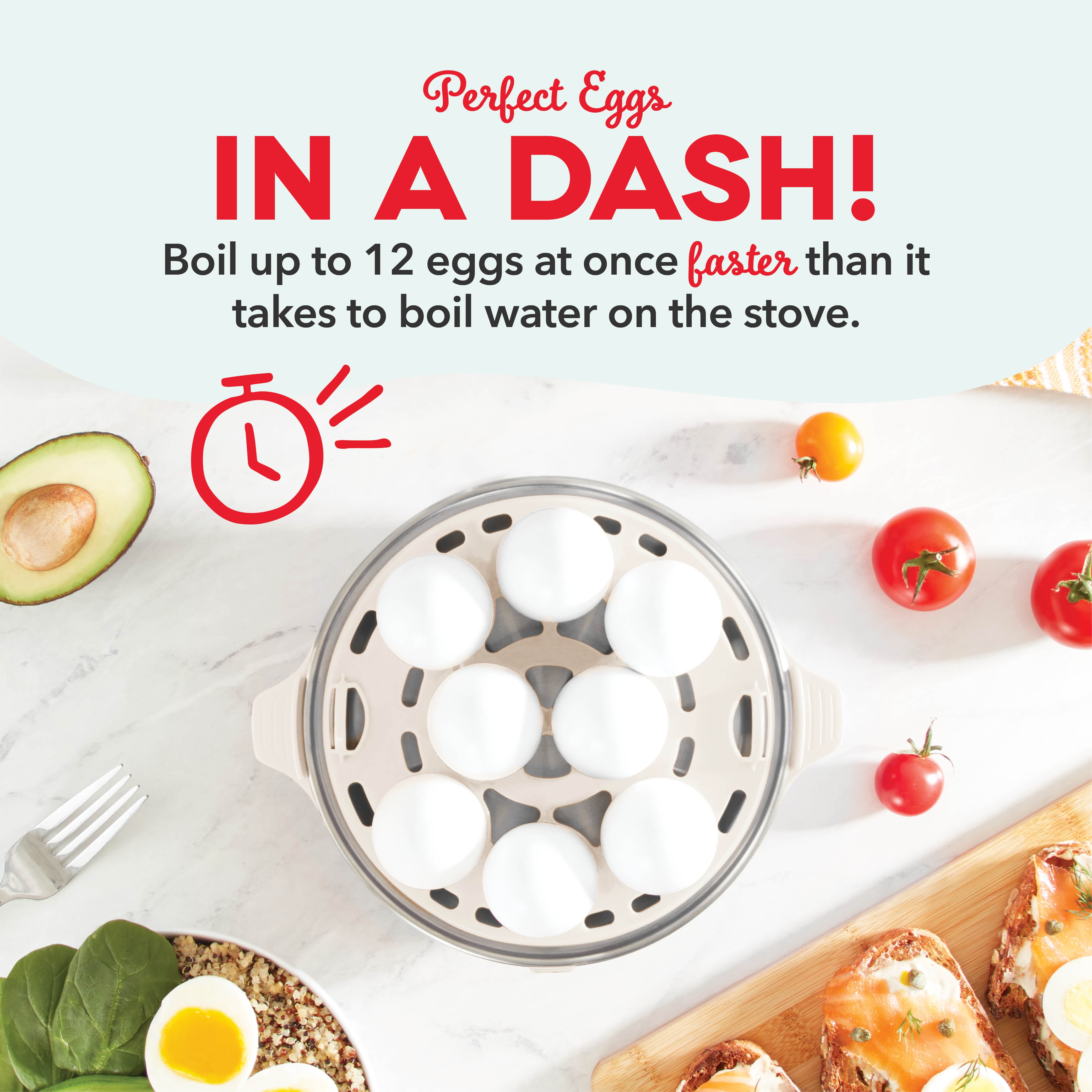 Dash Deluxe Rapid Egg Cooker for Hard Boiled, Poached, Scrambled Eggs, Omelets, Steamed Vegetables, Dumplings & More, 12 Egg Capacity, with Auto Shut off, Cream