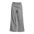 thumbnail image 7 of Wide Pants for Women Women's Plaid Wide Leg Pants Elastic Waist Lightweight Cotton Casual Summer Boho Trousers with Side Pockets Black L, 7 of 7