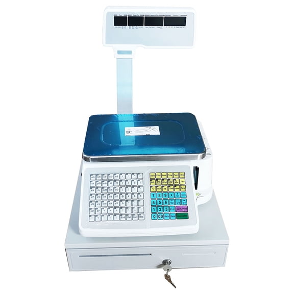 INTSUPERMAI Barcode Scale Price Computing Receipt Printing Scale 66lb with Cash Drawer