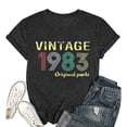 thumbnail image 5 of Trendfront Womens Vintage 1983 T Shirts Letter Graphic Crewneck Casual Short Sleeve Loose Fit Tops Trendy Fashion Tee Pullover Daily Wear, 5 of 5