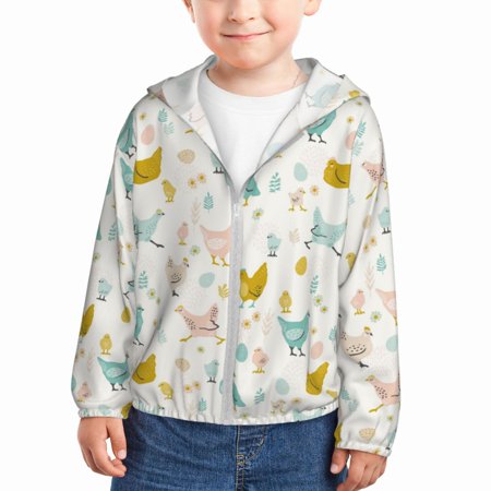 

Gaeub Chicken Print Athletic Sun Protection Hoodie for Kids Long Sleeve Outdoor UV Shirt Running Fishing Top for Boys Girls-4 Years