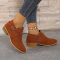 thumbnail image 5 of Miluxas Women's Ankle Boot with Side Zipper Stylish Dress Boot for Women Featuring A Low Heel the Perfect Ankle Bootie for Dressy and Casual Occasions Brown 6(37), 5 of 9