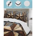thumbnail image 4 of Rustic Star Brown Queen Size Down Alternative Comforter, Lightweight Comforter Quilt Bedding Set with Pillow Shams Vintage Farmhouse Wooden Grain Art All Seasons Bed Comforter Duvet Insert 90"x96", 4 of 7