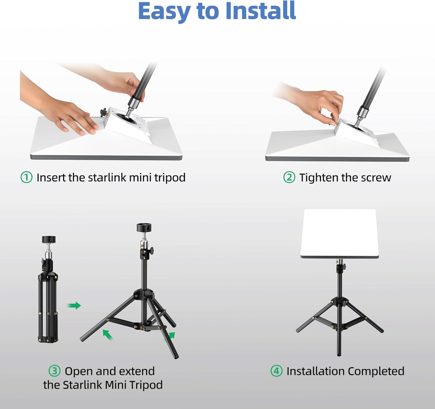 Starlink Mini Tripod with Adapter(for Both 2025 New and Old Version) Adjustable Tripod Mount for Starlink Mini Dish, Portable Stand Mounting Kit for Star Link mini accessories for Outdoor Camping, RV