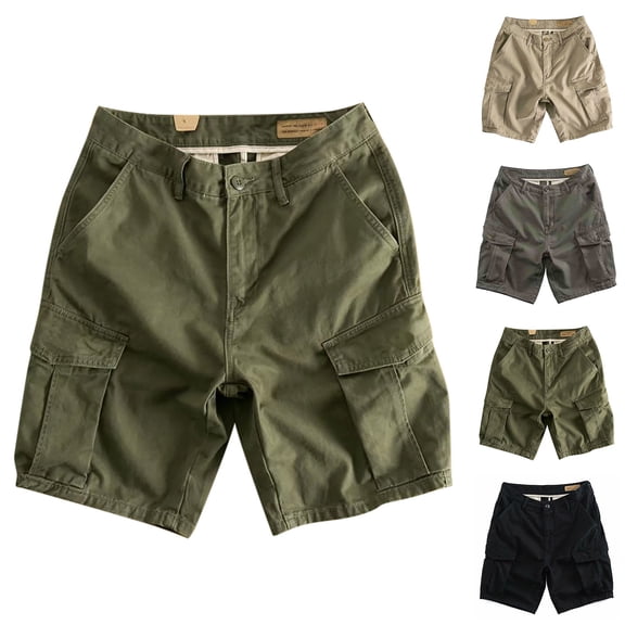 Huanglei Men's Casual Shorts ,Cargo Casual Quarter Pants Permeable Pocket Shorts (Gray ,Large)