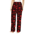 thumbnail image 3 of Picia Red Skulls Womens Soft Woven Cotton Elastic Waistband Sleep Pajama Pant Lounge Sleep Pant With Pockets And Drawstring-Large, 3 of 9