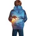 thumbnail image 3 of Bingfone Red And Blue Fire Dragon A Pattern Youth Classic Hoodies Soft Hooded Pullover Sweatshirts for Girls and Boys, 3 of 6
