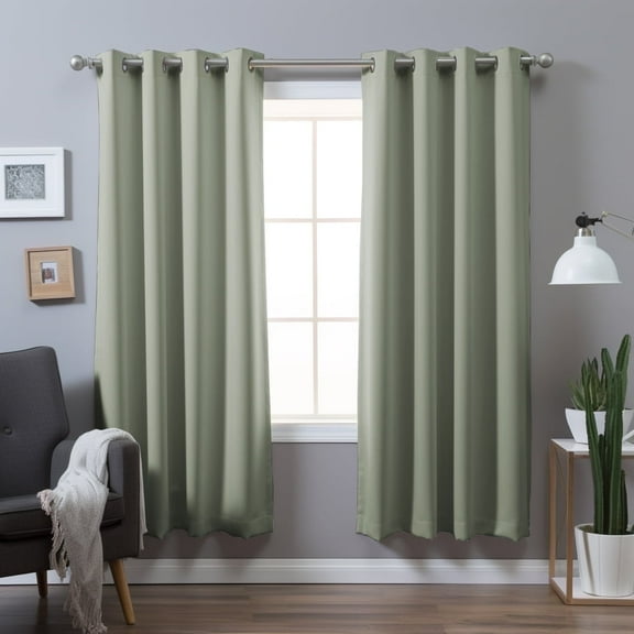 PrimeBeau Long Thermal Insulated Blackout Drapes, Light Blocking, 52 x 84-Inch, Sage, 2 Panels