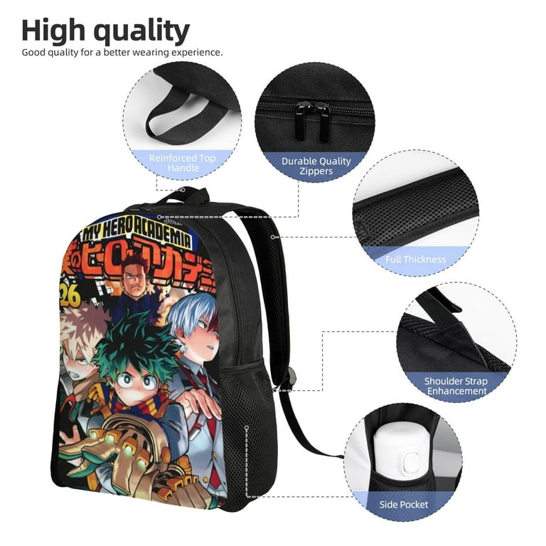 My Hero Academia Canvas Backpack Zip Up Pocket Adjustable Shoulder Straps Deku Izuku My Hero Academia School Bag Laptop Backpack  main image 2
