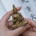 thumbnail image 3 of Handcrafted Vairocana Buddha Statue Vintage Brass 2.64in Wisdom & Serenity Unique Gift for Meditation Space, 3 of 11