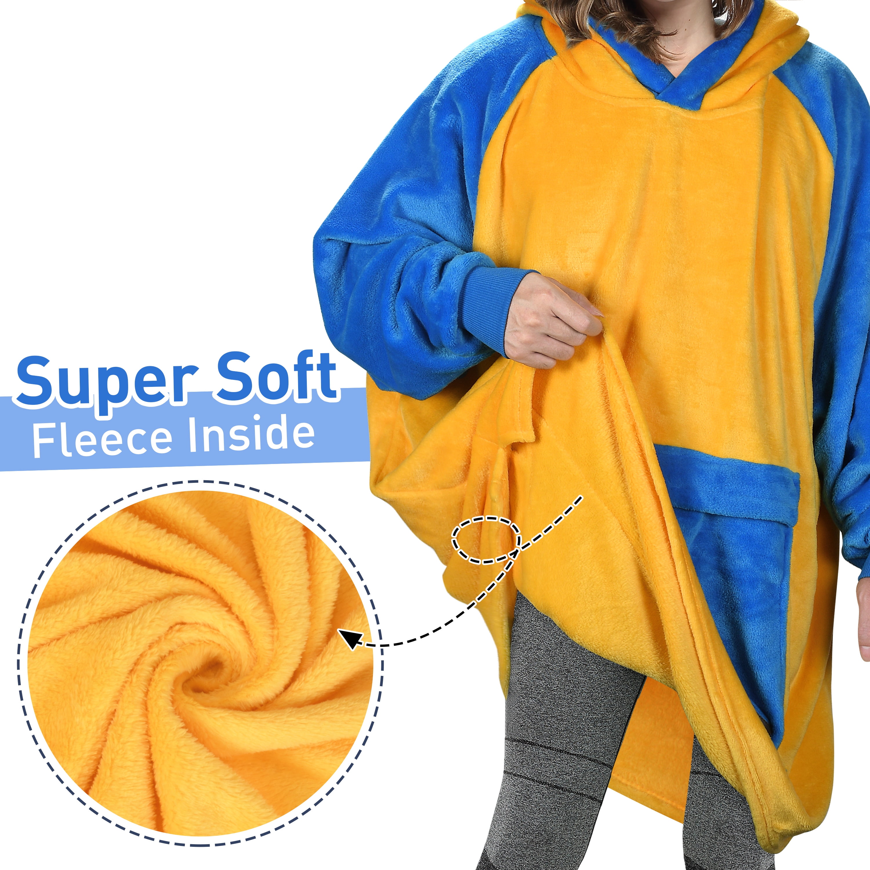 Catalonia Oversized Blanket Hoodie Sweatshirt, Fleece Pullover with Large Front Pocket, for Adults Men Women