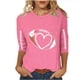 thumbnail image 2 of Heisall Womens Tops 3/4 Sleeve Round Neck Loose Casual Fashion T-Shirts Rugby Print, 2 of 3