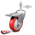 thumbnail image 2 of 4 Inch SS Red Polyurethane 10mm Threaded Stem Caster with Total Lock Brake, 2 of 2