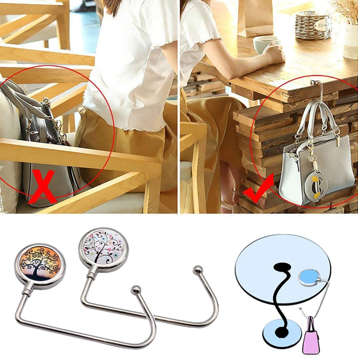 Purse Hook Bag Holder Portable Folding Bag Hook Hanger Table Desk Hook  Women's Bag Hook For Table Bag Organizer Accessories - AliExpress