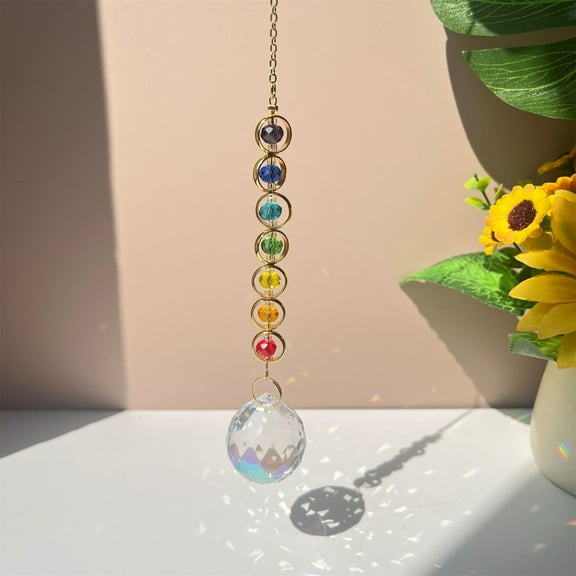 Crystal Suncatcher Rainbow Decor Light Refraction Ornament Window Door Car Garden Hanging Accent 15 Inch