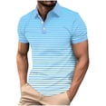 thumbnail image 2 of VgaVtl Men's Polo Shirts Summer Big and Tall Short Sleeve Casual Button Striped Collared T Shirt for Men Vacation, 2 of 5