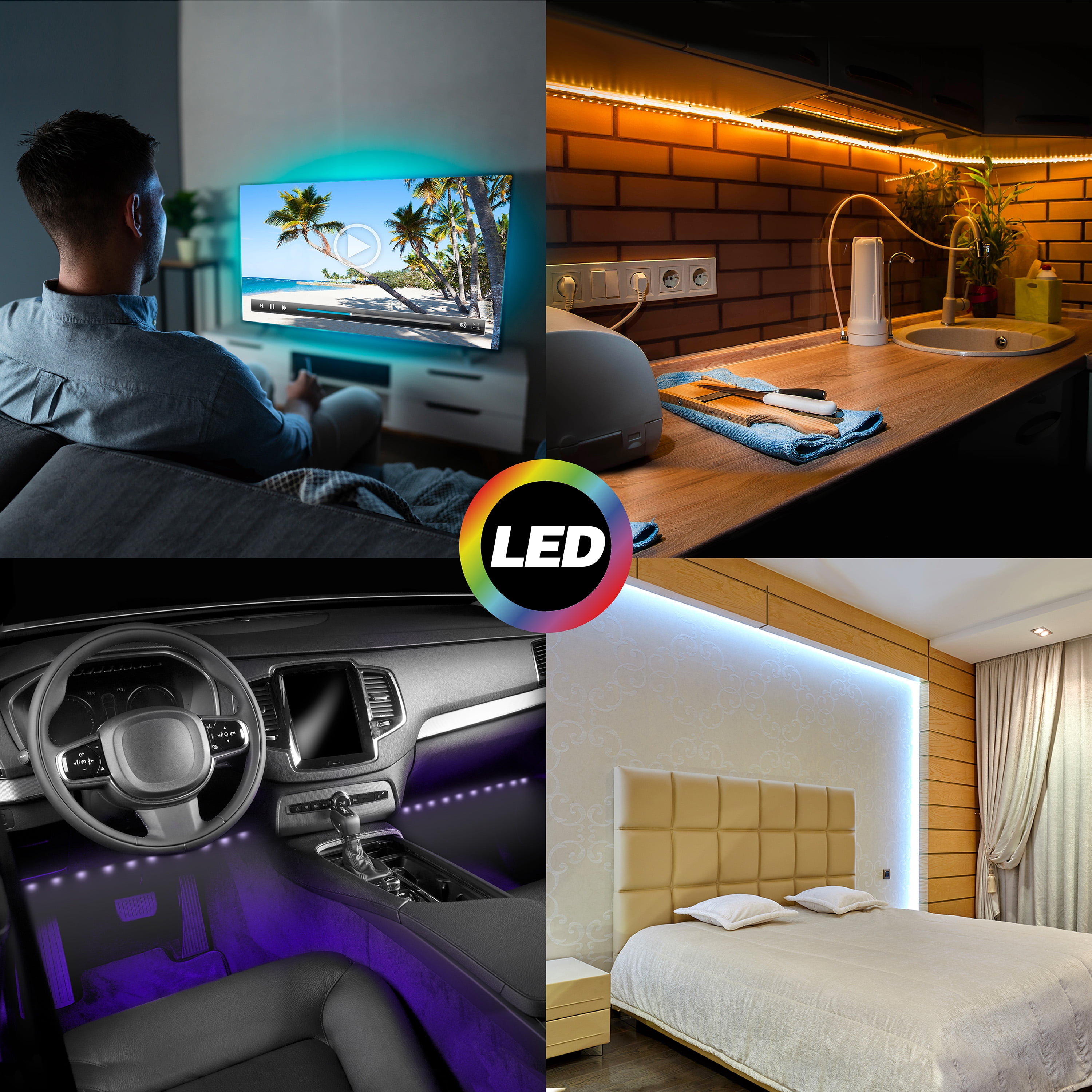 Eubie LED Music to Lights ColorStrip, 16-Foot USB Music Sync Light Strip with Remote, Indoor Lighting
