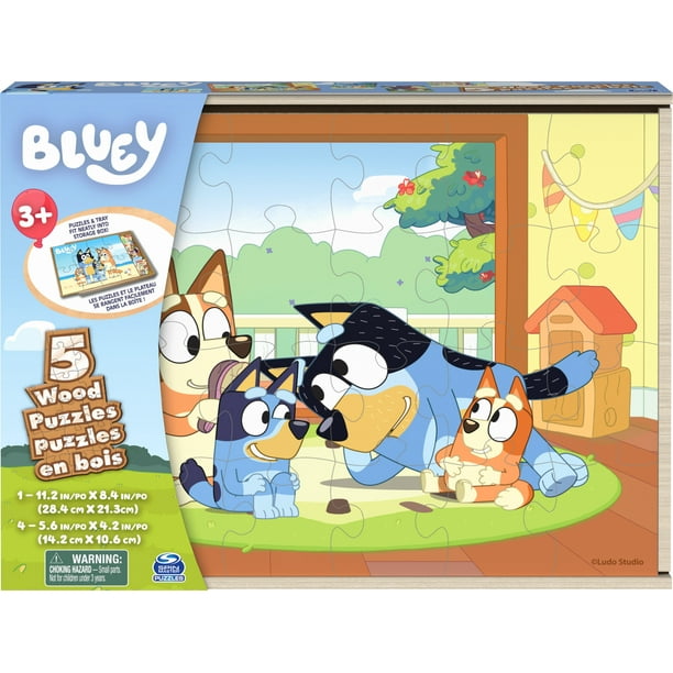 Bluey 5Pack of Wood Jigsaw Puzzles for Kids 3 and up