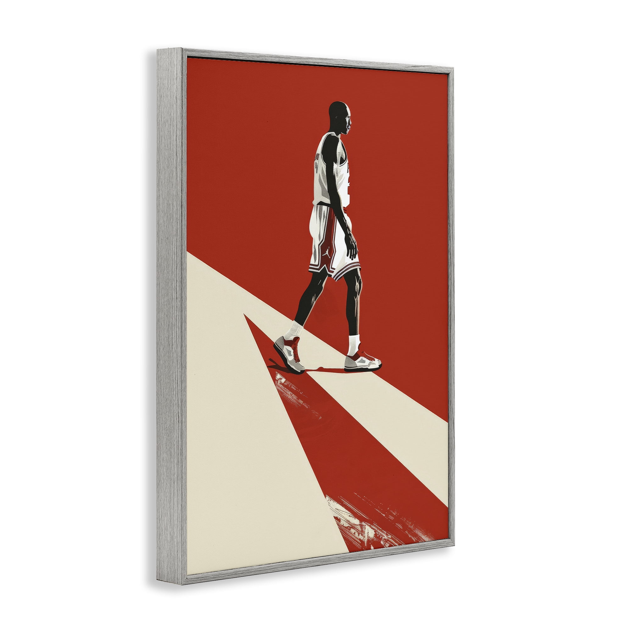 Stupell Industries Retro Basketball Legend Gray Framed Giclee Art, design by Ray Powers