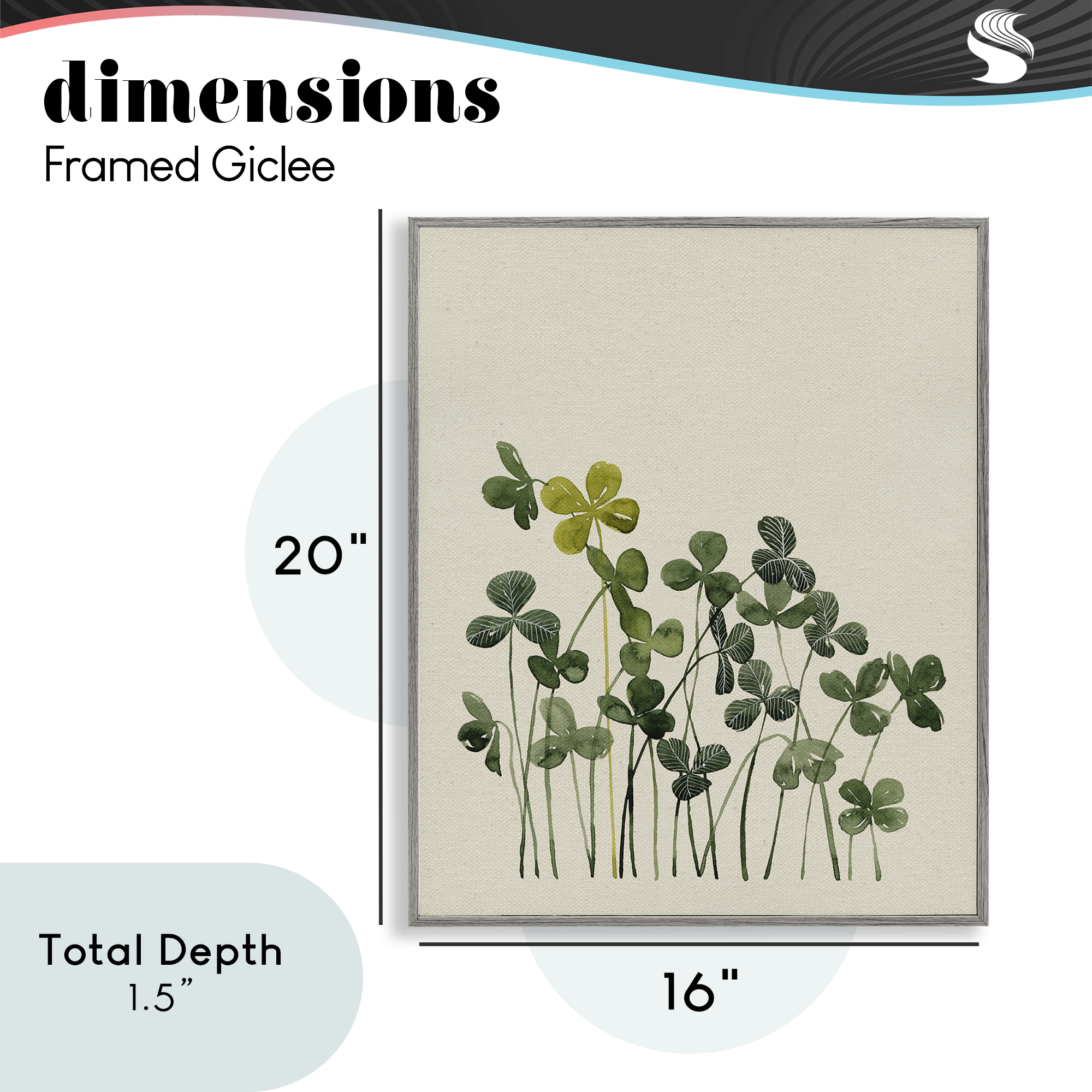 Hidden Gems Clovers Gray Framed Giclee Art, design by Grace Popp