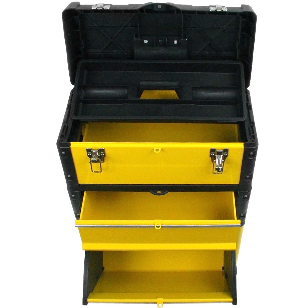 Portable Tool Box with Wheels ? Stackable 3-in-1 Tool Chest ? Foldable Comfort Handle and Tough Latches on the Mobile Tool Box by Stalwart - image 3 of 4