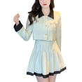 thumbnail image 1 of Perfume Women's Style French Contrast Coat+Pleated Short Skirt Two Piece Set, 1 of 4