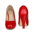 thumbnail image 5 of BLISSFUL STEP Round Toe Platform Stiletto Heel Mary Jane Pumps for Women Red 8.5, 5 of 6