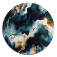 thumbnail image 2 of Designart "Marble Liquid Ink Blue and White II" Abstract Marble Metal Round Wall Art, 2 of 5