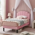 thumbnail image 3 of VECELO Twin Upholstered Platform Bed Frame with Tufted Adjustable Headboard/Mattress Foundation/Wood Slat Support,Easy Assembly,Pink, 3 of 6