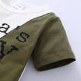 thumbnail image 5 of Baby Boys Clothes Baby Boys 2PCS Outfits 18-24 Months Boys Letter Print Short Sleeve Round Neckline Top Ripped Shorts Set Army Green, 5 of 7