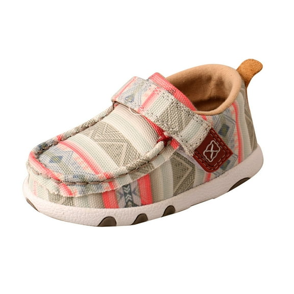 TWISTED X Infant Unisex Hooey Driving Moccasins, Color: Pink Multi, Size: 3, Width: M