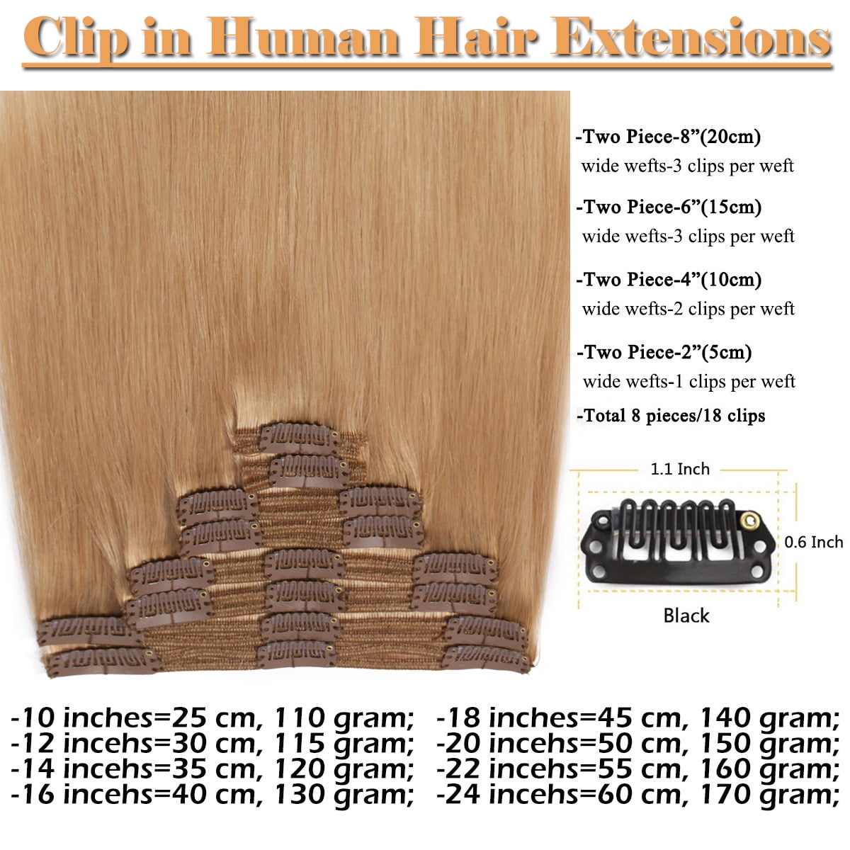 SEGO Clip in Hair Extensions Human Hair 100% Real Remy Hair 10-24 inch Full Head Thick Hair Pieces Silky Straight Balayage Hair Cleanrance