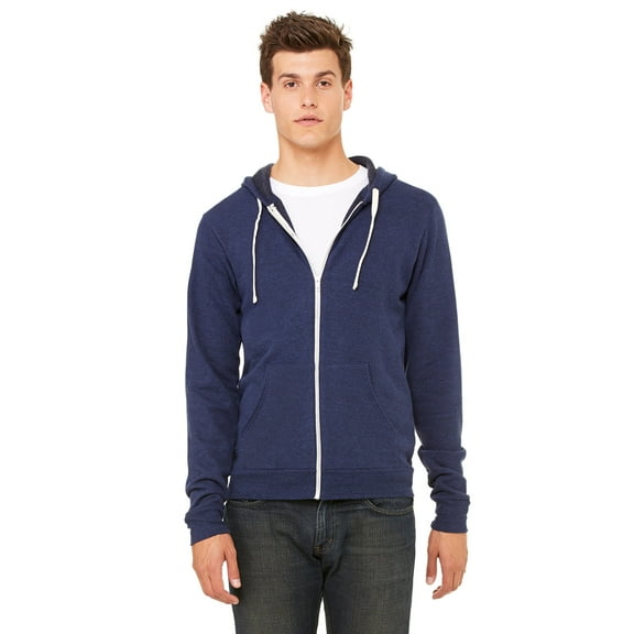Bella   Canvas Unisex Triblend Sponge Fleece Full-Zip Hoodie , 3909 , Navy Triblend , Small