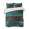 thumbnail image 2 of Teal Brown Wood Queen Size Down Alternative Comforter, Lightweight Comforter Quilt Bedding Set with Pillow Shams Vintage Simple Chic Board All Seasons Bed Comforter Duvet Insert 90"x96", 2 of 7