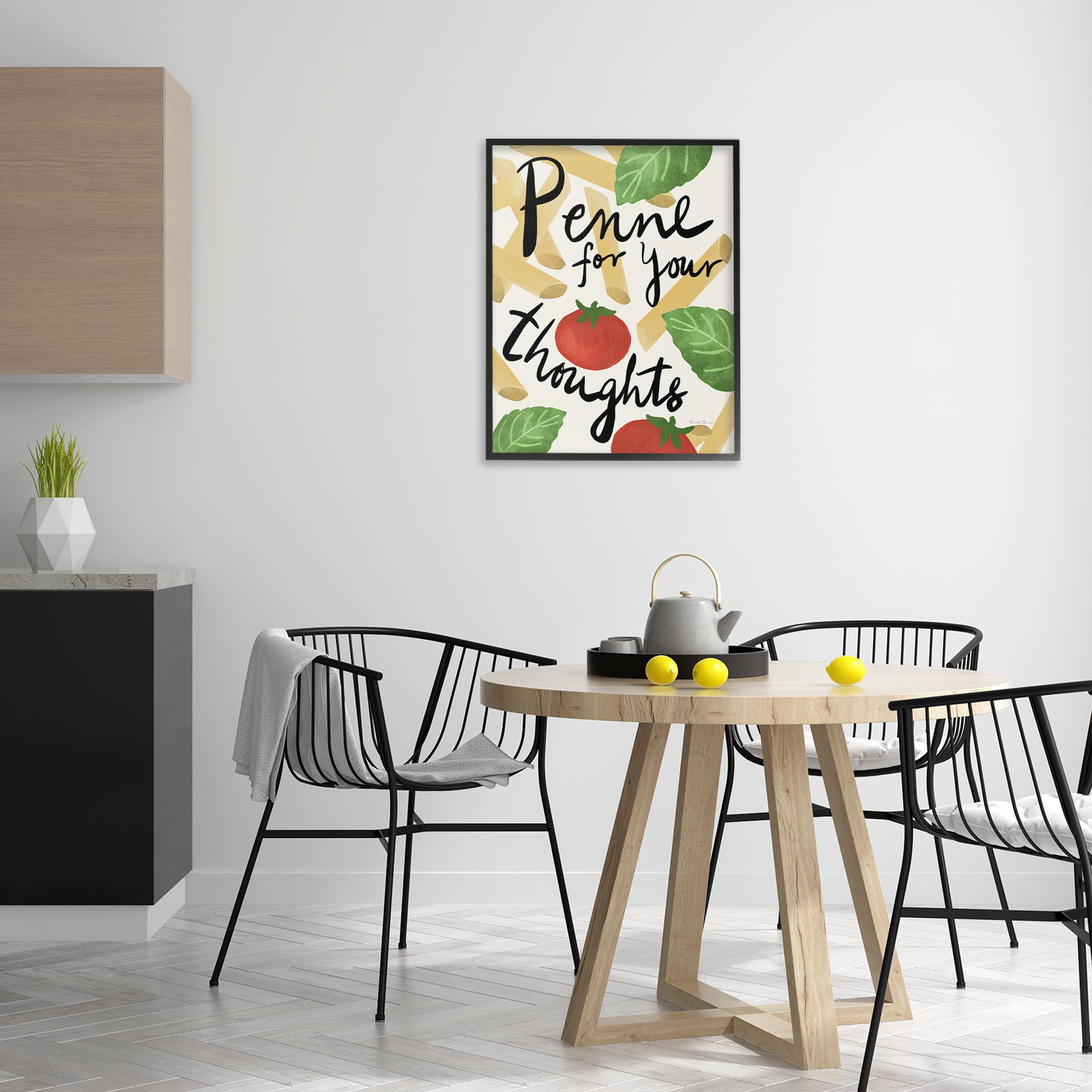 Stupell Industries Penne For Your Thoughts Food & Beverage Painting Black Framed Art Print Wall Art, 24 x 30
