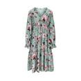 thumbnail image 4 of Drses‌‌ ‌‌Women's Boho Floral Maxi Dress - Long Sleeve Plunging Deep V-Neck Casual Beach Wear, 4 of 4