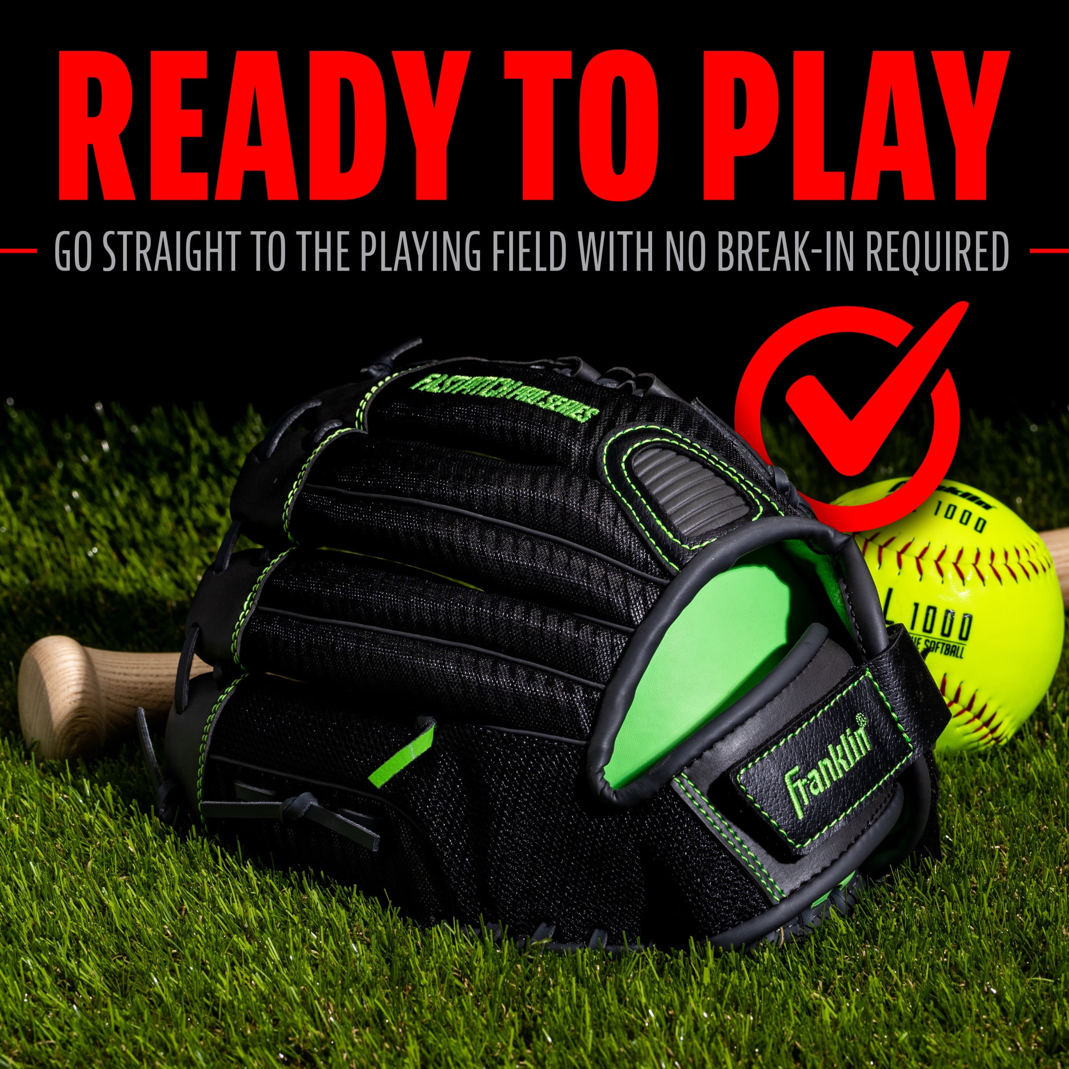Franklin Sports Fastpitch Pro Softball Glove, 12.5 in, Lime Green, Right Hand Throw
