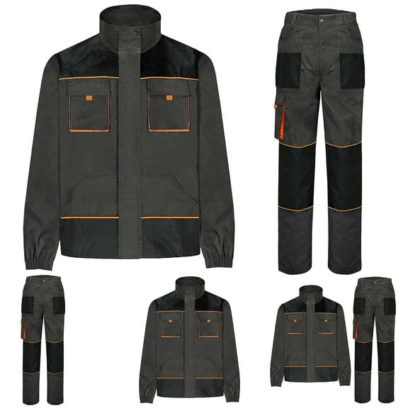 lcziwo Men's Workwear Tracksuit Sets Zip Up Stand Collar Jacket and Straight Leg Cargo Pants 2 Piece Jogging Sweatsuit Outfits, Dark Gray, XXL
