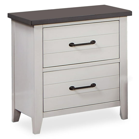 Furniture of America Acres Wood 2-Drawer Kid Nightstand in White and Gray