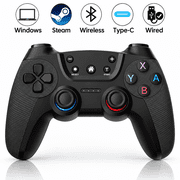 ERFKJE Wireless Pro Controller Compatible with Switch/OLED/Lite/PC/IOS/Android,Dual Vibration Joystick Control,Programmable Turbo 6-Axis Gyro Function,Black