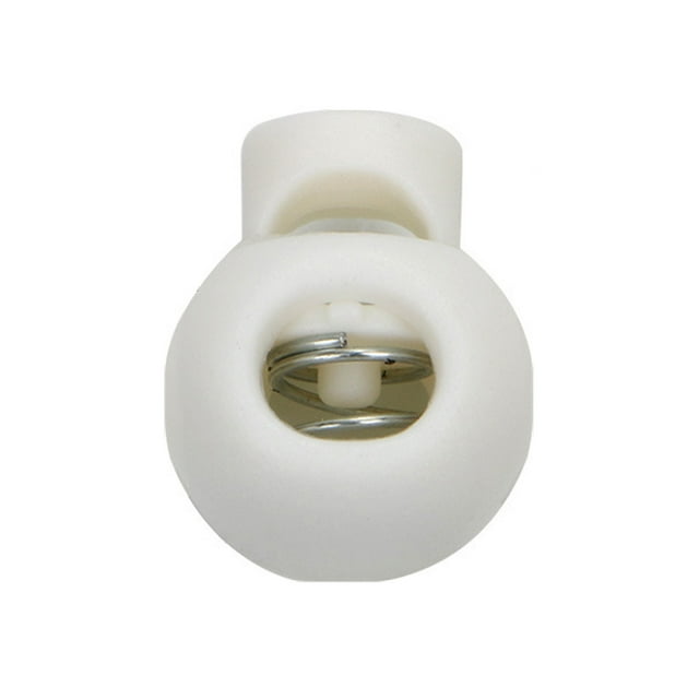 keepw 100 Pcs Plastic Stopper Shoelace Cord Lock Stops Single Double Hole Spring Fastener Rope Lanyard Toggle Clothing White 9 1.85*1.5