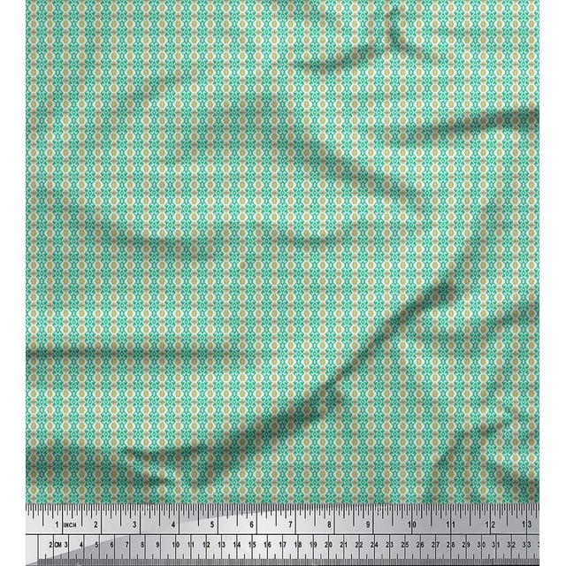 Soimoi Rayon Crepe Fabric Geometric Small Printed Fabric 1 Yard 46 Inch Wide