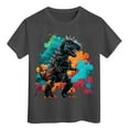 thumbnail image 4 of Gubotare Boys Summer Shirts Toddler Boys T Shirts Summer Short Sleeve Kids Baby Dinosaur Print Letter Shirt Tops Tee Clothes Size 9-10 Years (Grey,9-10 Years), 4 of 5