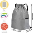 thumbnail image 2 of Mistayd Drawstring Gym Bag. Gym Sack. Drawstring Backpack. Unisex PE Bags Drawstring with Outside Zipper. Sport Gym Sack Bring Two Side Pockets. Large Drawstring Bag, 2 of 5