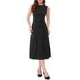 thumbnail image 2 of INSPIRE CHIC Women's Dress Sleeveless Crew Neck High Waist A-Line Office Dresses XS Black, 2 of 6