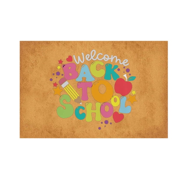 Coir Doormat Outdoor Spring Funny Welcome Mats for Front Door Absorbent Rugs Entryway All Weather Durable Welcome Mat Welcome Mats for Entryway, Porch, 16x24 Inch Welcome BACK TO SCHOOL
