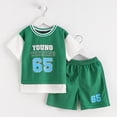 thumbnail image 2 of Kids Boys Girls Basketball Jersey Tracksuit Uniform 2 Piece Summer Outfit Short Sleeve Tops with Sport Shorts Set 4-11 Years, 2 of 5