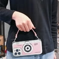 thumbnail image 4 of Emily in Paris Phone Case Compatible with iPhone 14 Pro Max Case Cute 3D Vintage Camera Phone Case Handbag Lanyard Strap Plating Camera Protective PU Leather Cover for Women and Girls, Pink, 4 of 14