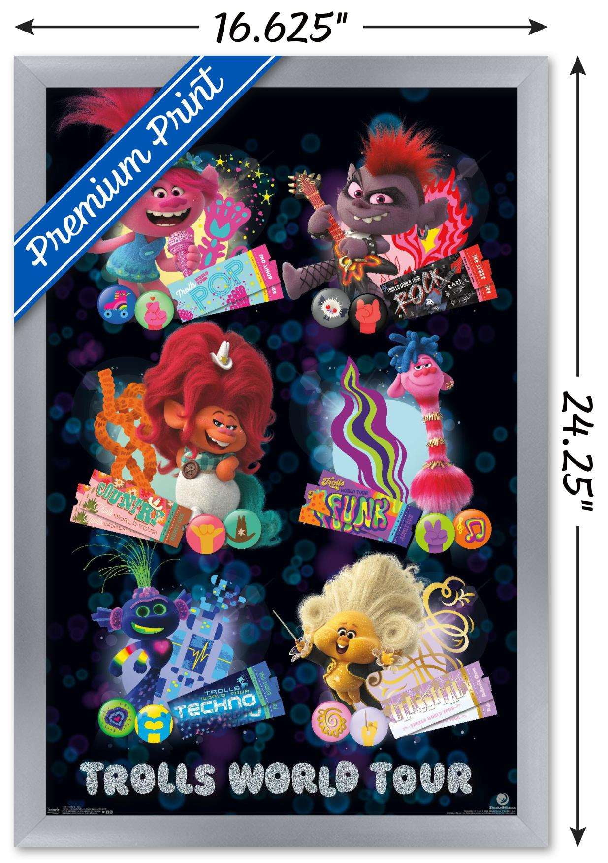 DreamWorks Trolls 2 - Grid Wall Poster, 14.725" x 22.375", Framed