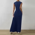 thumbnail image 5 of OSOLU Women Solid Color O-Neck Long Sleeve Patchwork Long Skirt Fashionable Comfortable Lovely Skirts, 5 of 5